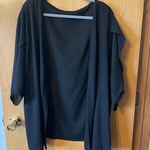 New Black Kimono Cardigan with Voluminous Sleeves